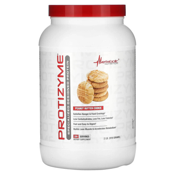 Metabolic Nutrition, Protizyme, Specialized Designed Protein, печенье с арахисовой пастой, 910 г (2 фунта)