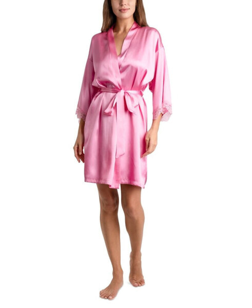 Women's Greer Solid Satin Wrap Robe