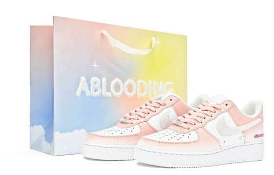 【定制球鞋】 Nike Air Force 1 Low ABLOODING 简系列 芝芝桃桃 马卡龙色 渐变 银勾 低帮 板鞋 男款 粉白 / Кроссовки Nike Air Force CW2288-111