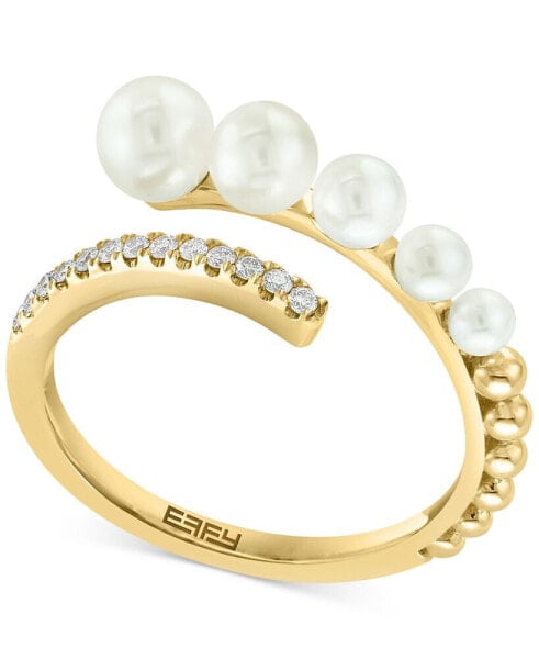 EFFY® Cultured Freshwater Pearl (2-1/2 - 4-1/2mm) & Diamond (1/10 ct. t.w.) Bypass Ring in 14k Gold