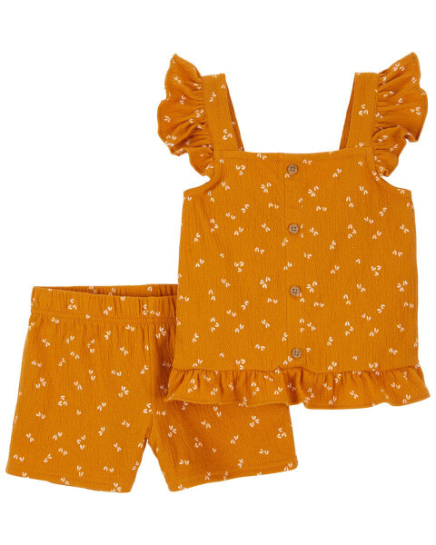 Комплект одежды для девочек Carterʻs Toddler 2-Piece Floral Crinkle Jersey Set