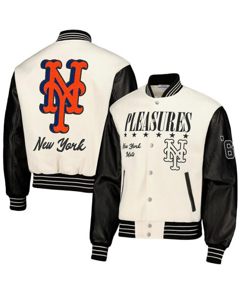 Men's White New York Mets Full-Snap Varsity Jacket