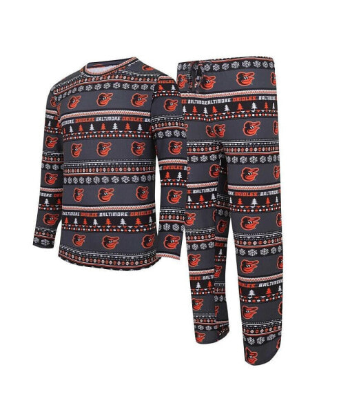 Men's Black Baltimore Orioles Knit Ugly Sweater Long Sleeve Top and Pants Set