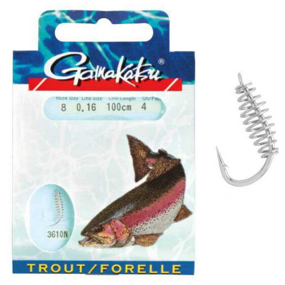 Крючок рыболовный Gamakatsu Booklet Trout SPL 3610N Tied Hook 0,200 мм 100 см