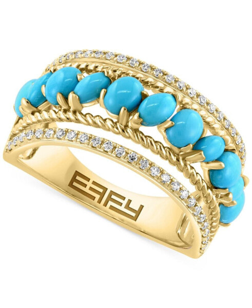 EFFY® Turquoise & Diamond (1/5 ct. t.w.) Openwork Statement Ring in 14k Gold