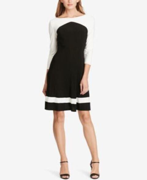 Платье American Living с двухцветным дизайном на три четверти Женское черно-белое 4