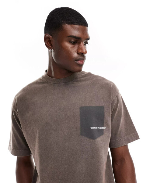 The Couture Club washed pocket detail t-shirt in brown