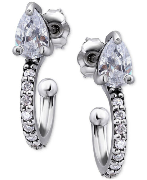 Cubic Zirconia Pear & Round Small Hoop Earrings, Created for Macy's