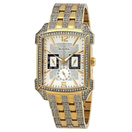 Bulova Men's Crystal Stainless Steel Quartz Watch 98C109