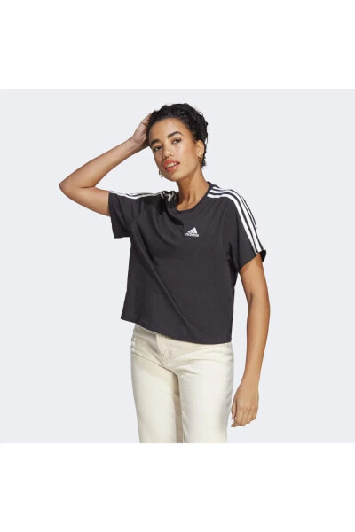 Essentials 3-stripes Single Jersey Crop Üst