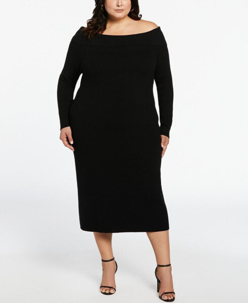 Платье-свитер с длинным рукавом ELLA Rafaella plus Size Off-The-Shoulder