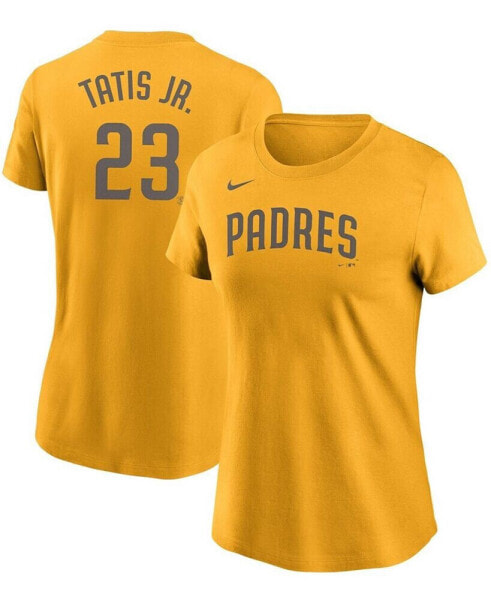 Women's Fernando Tats Jr. Gold-Tone San Diego Padres Name Number T-shirt