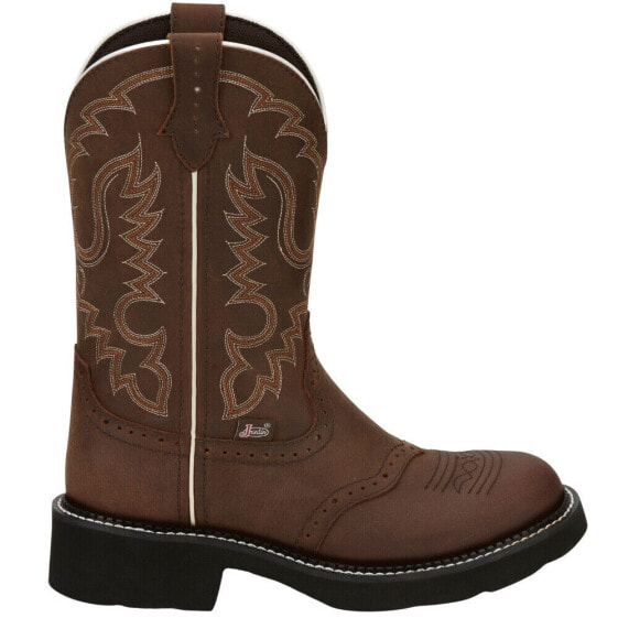 Justin Boots Inji Embroidered Round Toe Cowboy Womens Brown Casual Boots GY9909