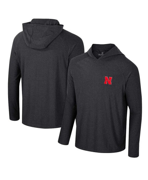 Men's Black Nebraska Huskers Cloud Jersey Raglan Long Sleeve Hoodie T-Shirt