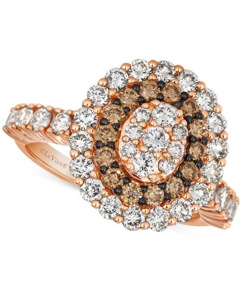 Chocolate Diamond & Nude Diamond Halo Cluster Ring (2 ct. t.w.) in 14k Rose Gold