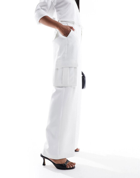 French Connection white combat cargo trouser in white