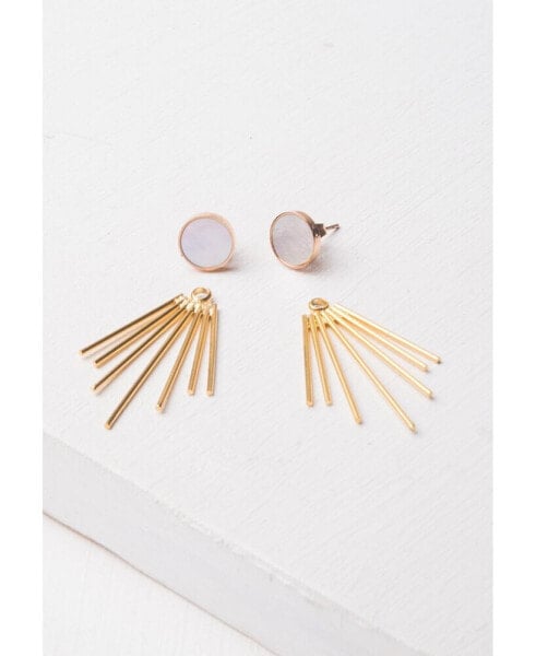 Caroline Mother of Pearl Stud & Fringe Earrings