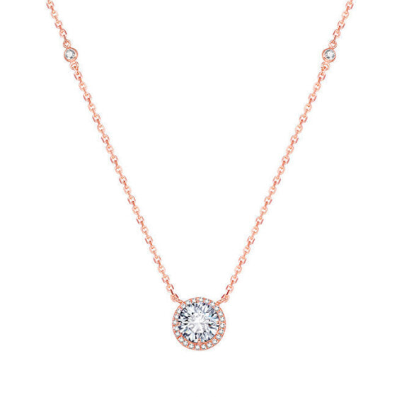 Pink gold plated silver necklace with crystals AGS1135 / 47-ROSE