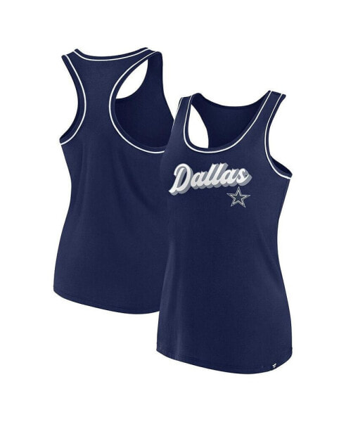 Women's Navy Dallas Cowboys Wordmark Logo Racerback Scoop Neck Tank Top