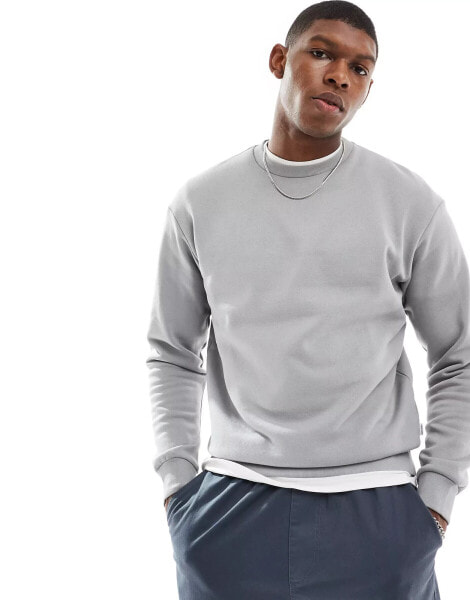 Jack & Jones oversized crew neck sweatshirt in mid grey