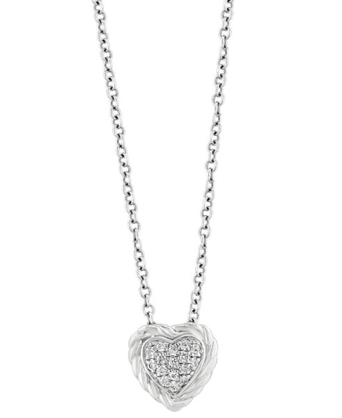 EFFY® Diamond Pavé Heart 18" Pendant Necklace (1/20 ct. t.w.) in Sterling Silver