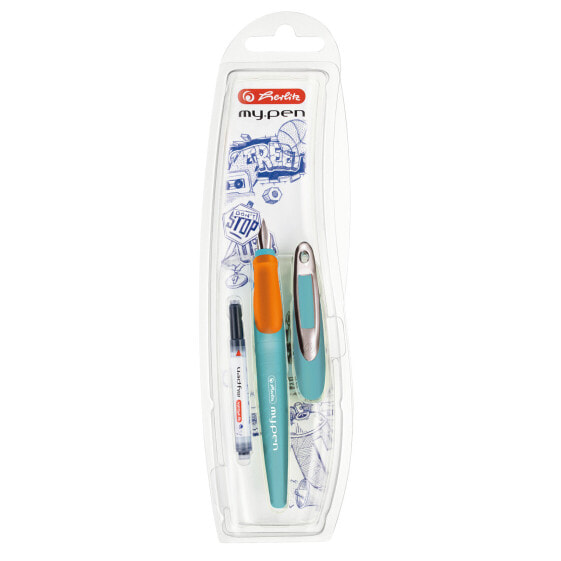 Herlitz my.pen - Orange - Turquoise - Cartridge filling system - Blue - Medium - Blister - 1 pc(s)