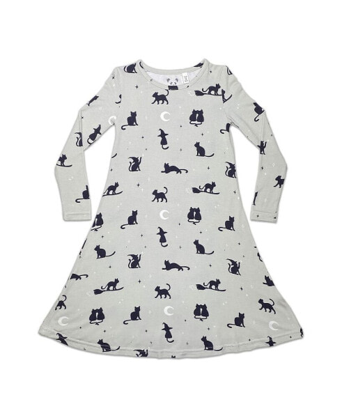 Toddler| Child Girls Black Cat Long Sleeve Dress