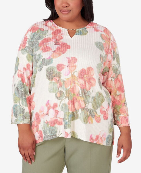 Футболка женская Alfred Dunner Plus Size Tuscan Sunset Floral Textured