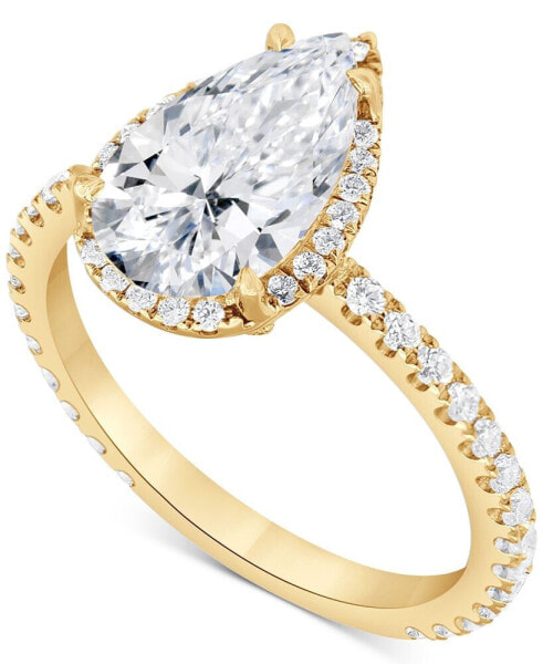 Certified Lab Grown Diamond Pear-Cut Halo Engagement Ring (2-1/2 ct. t.w.) in 14k Gold