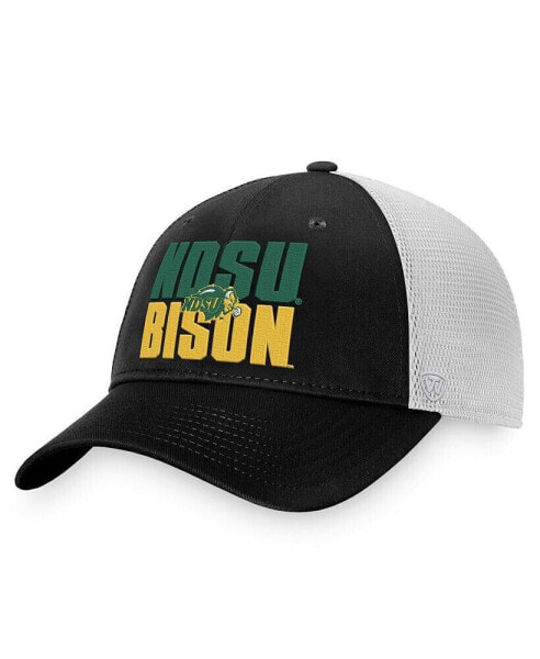 Men's Black, White NDSU Bison Stockpile Trucker Snapback Hat