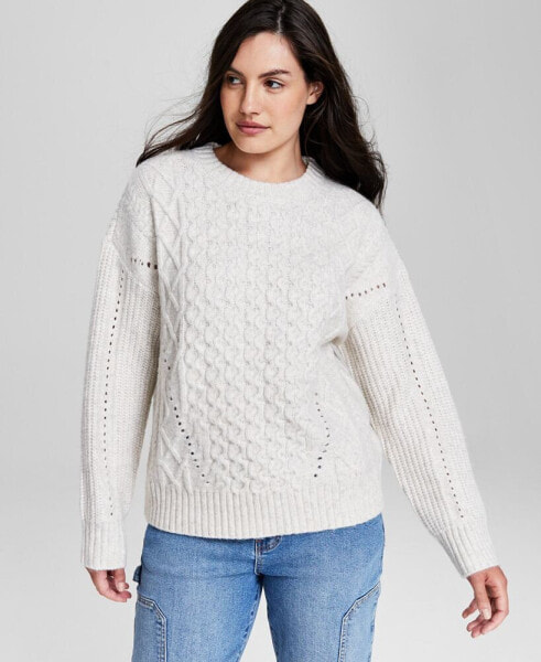 Women's Cable-Knit Crewneck Sweater, Created for Macy's