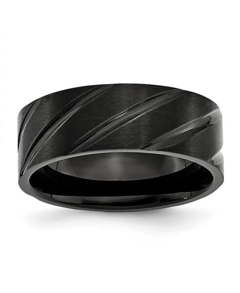 Titanium Brushed Black IP-plated Swirl Design Wedding Band Ring