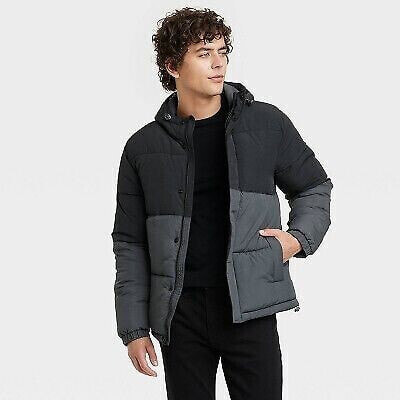 Men's Solid Midweight Puffer Jacket - Goodfellow & Co Black M