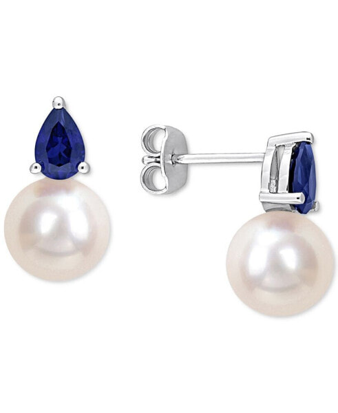 Cultured Freshwater Pearl (8-1/2mm) and Birthstone Stud Earrings in 18k Gold-Plated Sterling Silver, 18k Rose Gold-Plated Sterling Silver or Sterling Silver