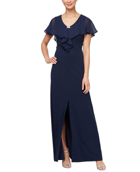 Платье SL Fashions Cape-Overlay длинное шифоновое