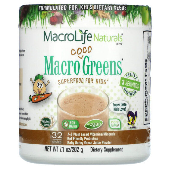 Macrolife Naturals, Macro Coco Greens, суперфуд для детей, 202 г (7,1 унции)