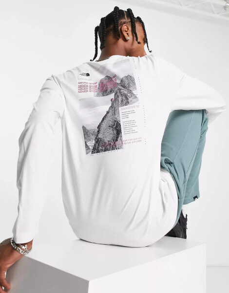 The North Face Collage back print long sleeve t-shirt in off white Exclusive at ASOS