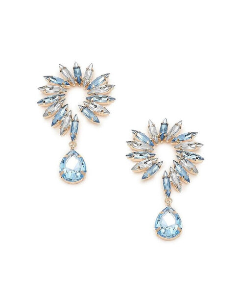 Women's Blue Pastel Embellished Drop Earrings