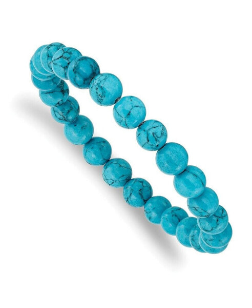 8mm Blue Turquoise Agate Beaded Stretch Bracelet