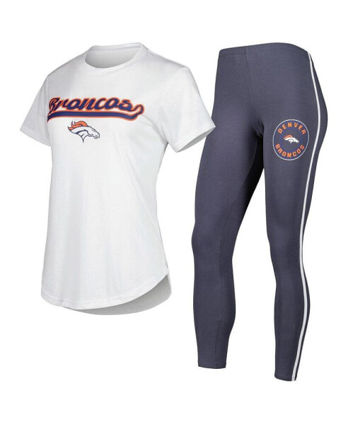 Пижама Concepts Sport Sonata бело-серая Denver Broncos для женщин