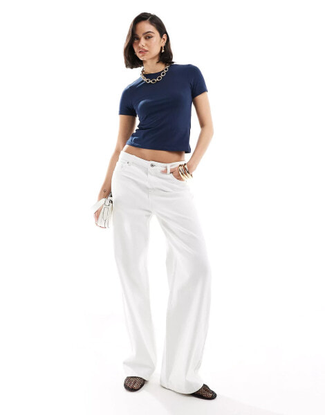 Bershka high waisted baggy jeans in white