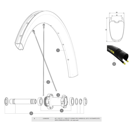 MAVIC Cosmic Pro SL UST Front 1 Unit/Rear Left 1 Unit Spokes