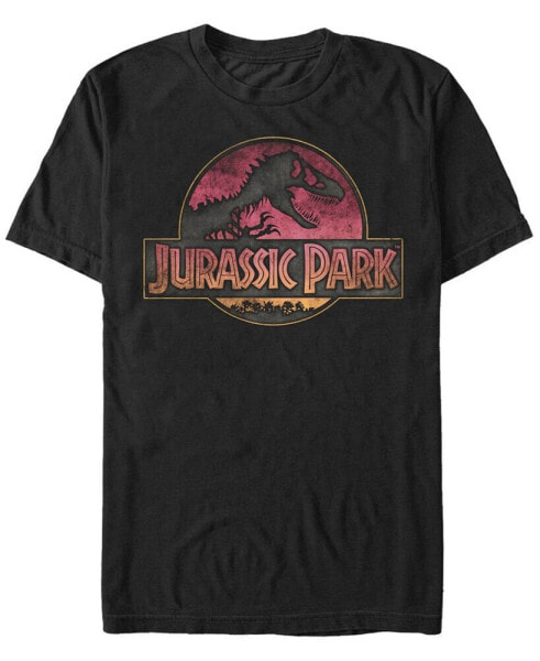 Jurassic Park Men's Distressed Gradient Logo Short Sleeve T-Shirt