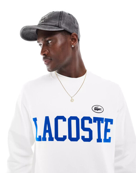 Lacoste unisex large branded sweatshirt in white