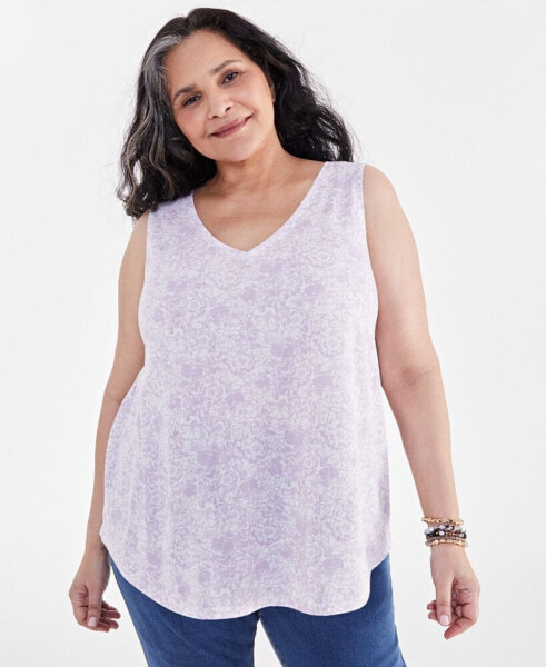 Блузка Style & Co Plus Size V-Neck Tank Top, созданная для Macy's