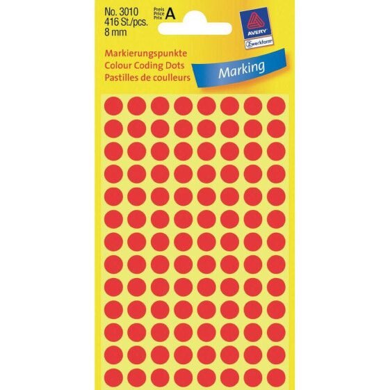 Avery Zweckform Avery Colour Coding Dots - Red - Red - Circle - Paper - 8 mm - 416 pc(s) - 104 pc(s)