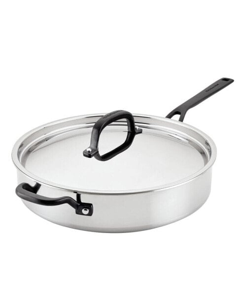 5-Ply Clad Stainless Steel 5 Quart Induction Saute Pan with Lid