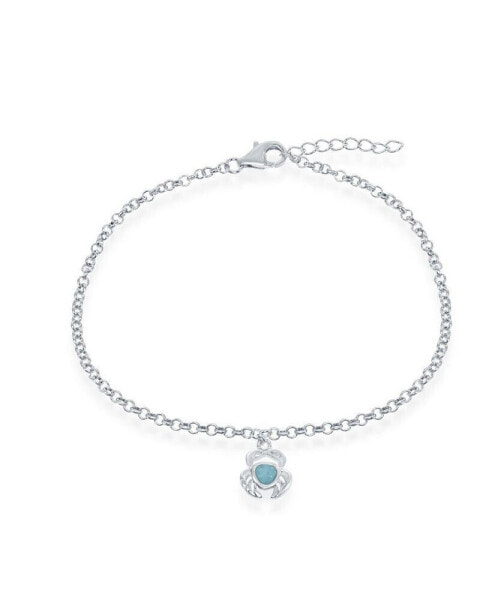 Sterling Silver Larimar Crab Anklet