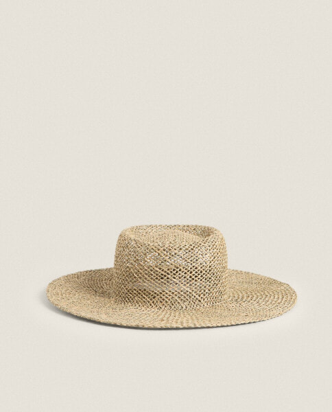 Wide-brimmed straw beach hat