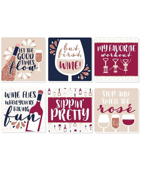 But First, Wine - Funny Wine Tasting Party Decor - Drink Coasters - Set of 6